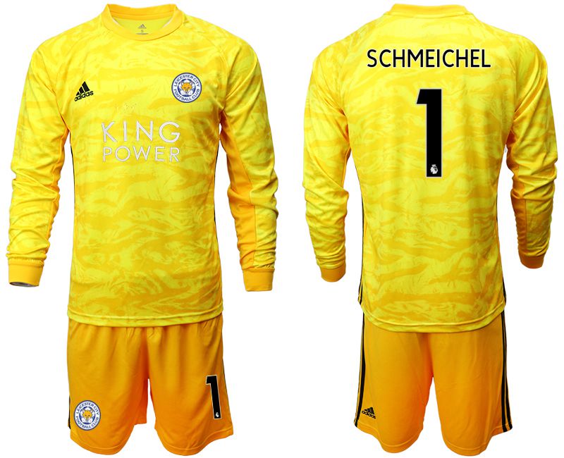 Men 2019-2020 club Leicester City yellow goalkeeper long sleeve #1 Soccer Jerseys
